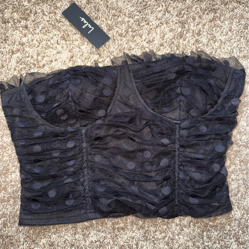 Black Polka Dot Lulus Mesh Skirt NWT